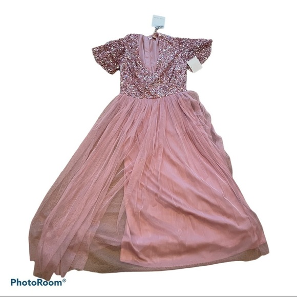 Maya Wrap Front Delicate Sequin Midi Dress - Picture 5 of 11